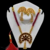 Assamese Traditional Half-Rounded Star Jewellery Set Necklace with Earrings, red beads & golden balls